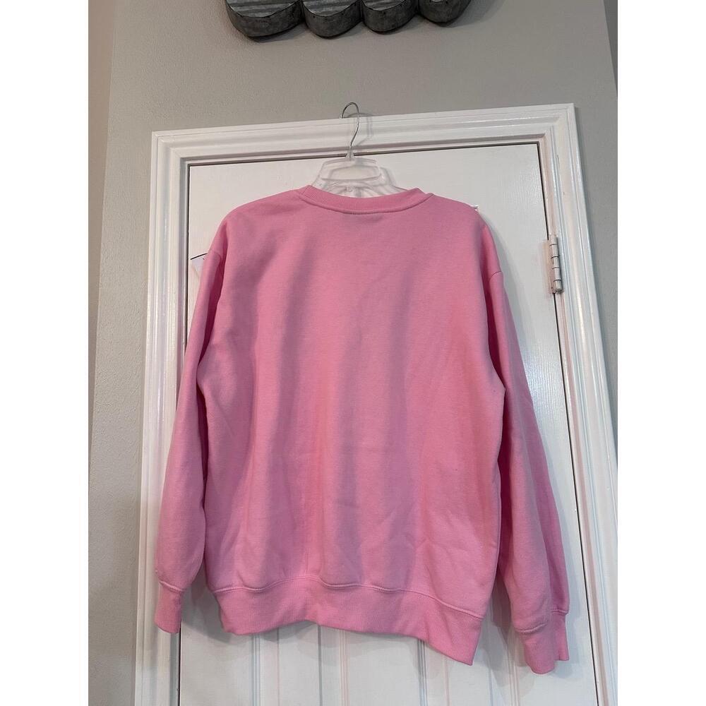 Barbie Womens Sweatshirt Size L Pink Blue Graphic Casual Logo Iconic Retro - Picture 4 of 6